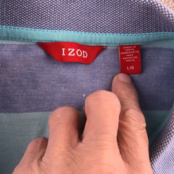 2 Izod Mens Polo Shirt Large Lot Of Two Short Sleeve Striped Casual Classic - Picture 2 of 15